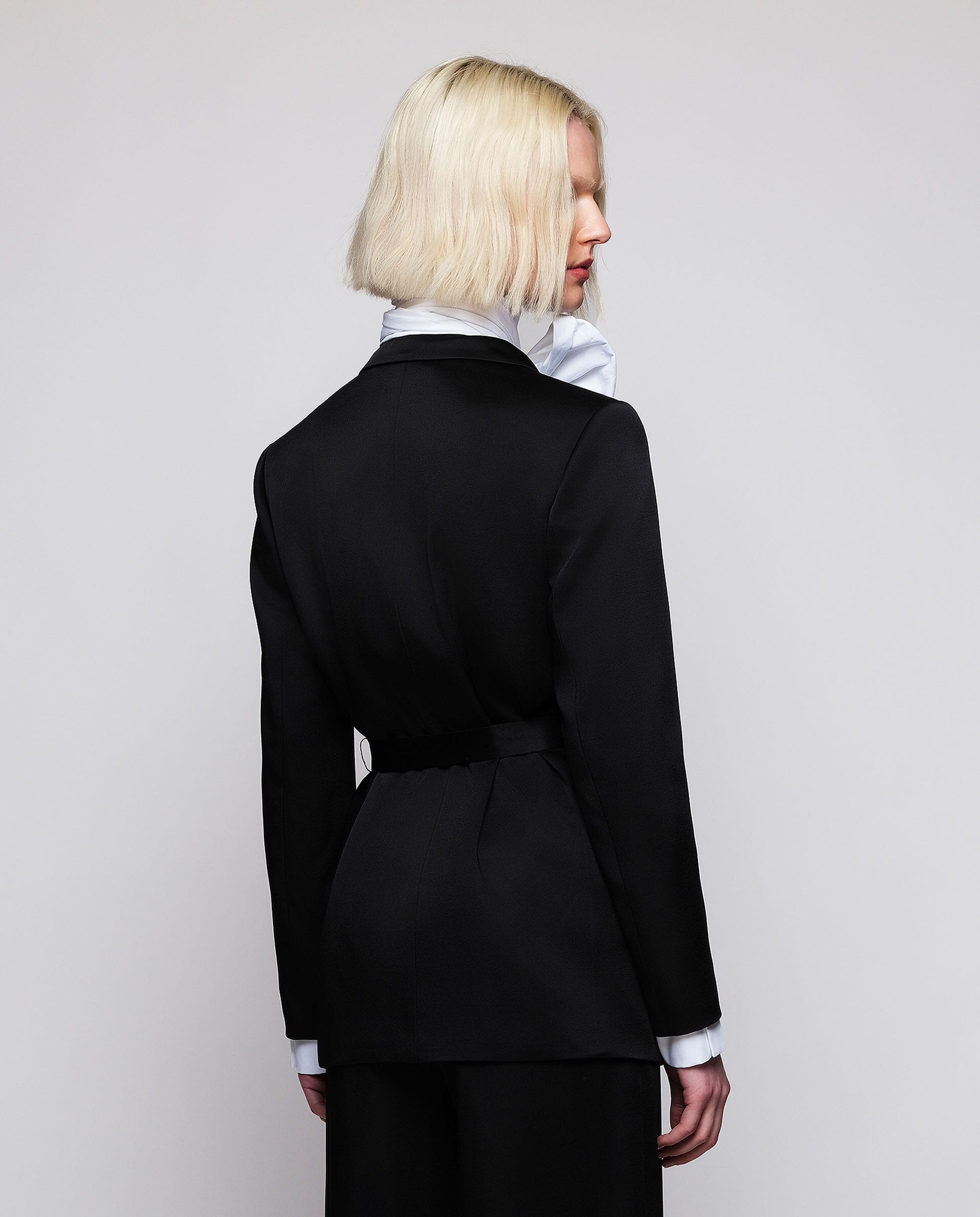Crossed black satin blazer Jackets Mirto 
