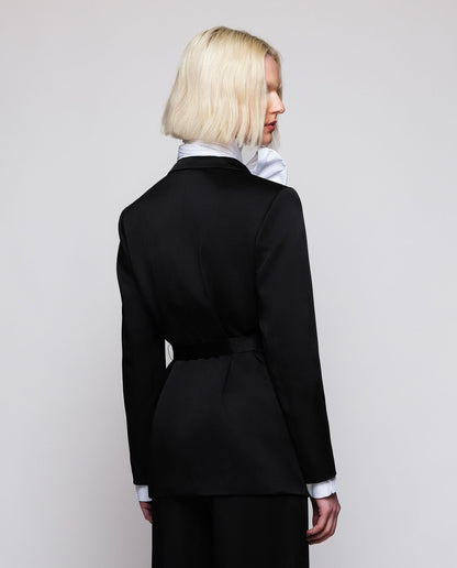 Crossed black satin blazer Jackets Mirto 