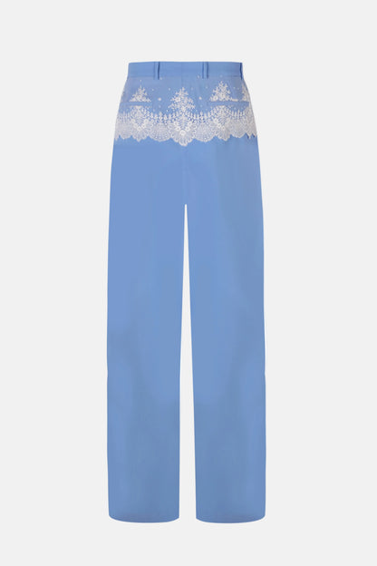 Cruising Lace Blue Tailored Trousers Womens Trousers PALOMO SPAIN 