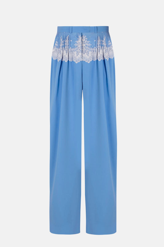 Cruising Lace Blue Tailored Trousers Womens Trousers PALOMO SPAIN 