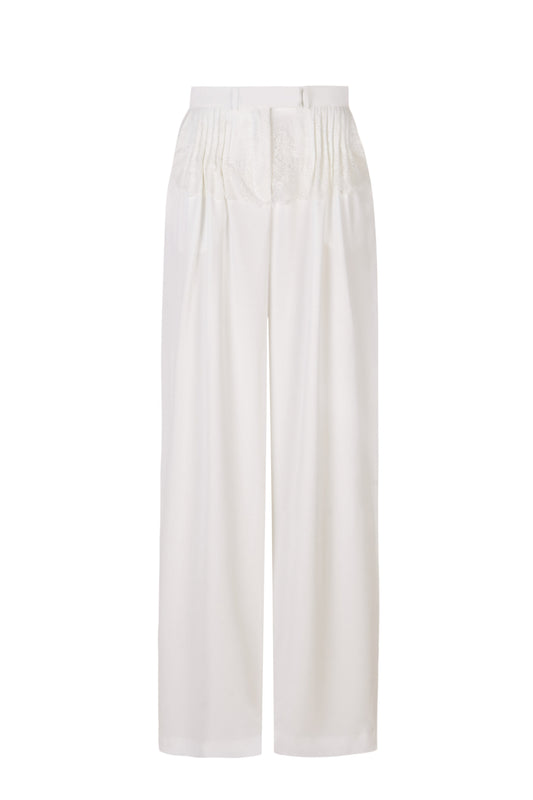 Cruising Lace White Tailored Trousers Womens Trousers PALOMO SPAIN 