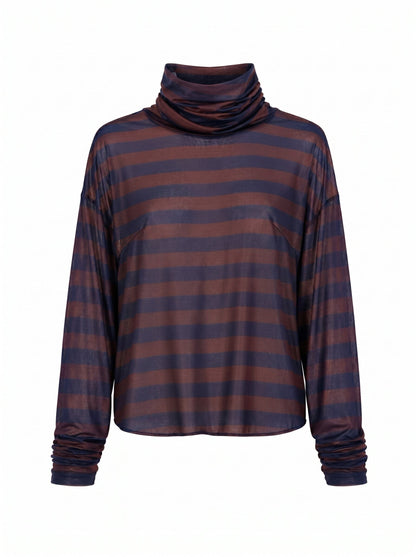 Crystal Navy-Brown Striped Blouse Shirts & blouses Julise Magon 