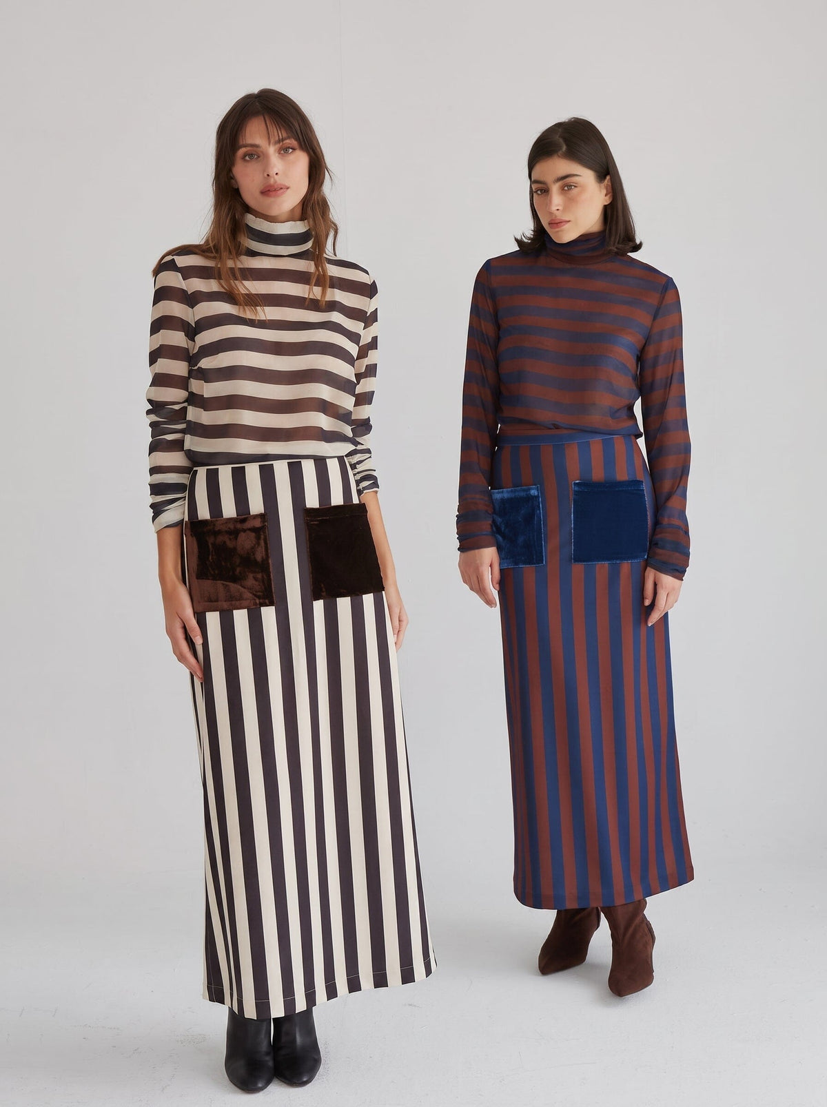 Crystal Navy-Brown Striped Blouse Shirts & blouses Julise Magon 