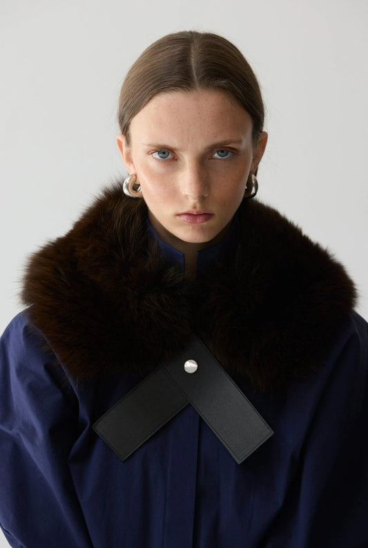 cuello de pelo marron piel Scarf Miguel Marinero 