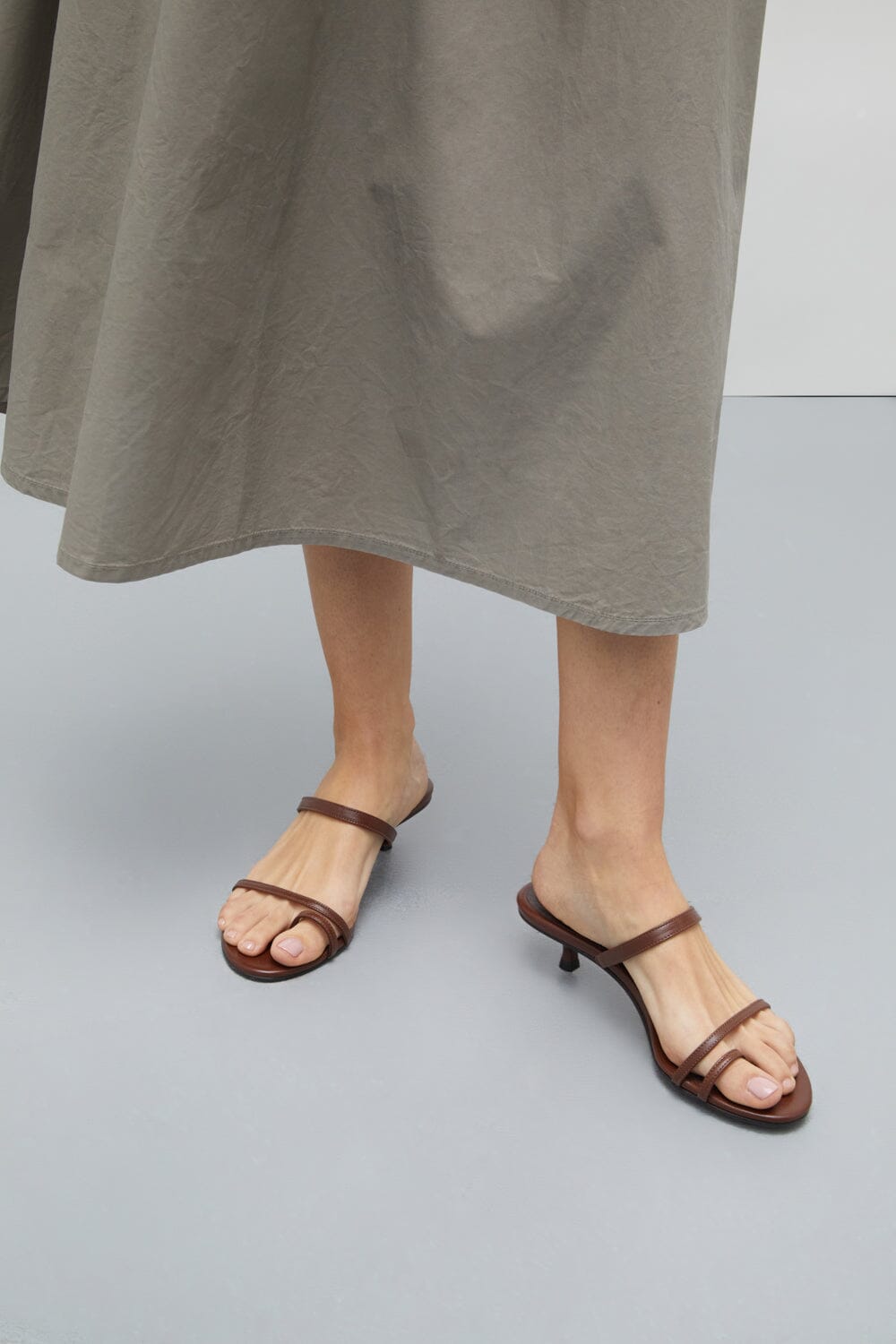 Daisy Sandals in Chocolate Leather Heels AUGUSTA 