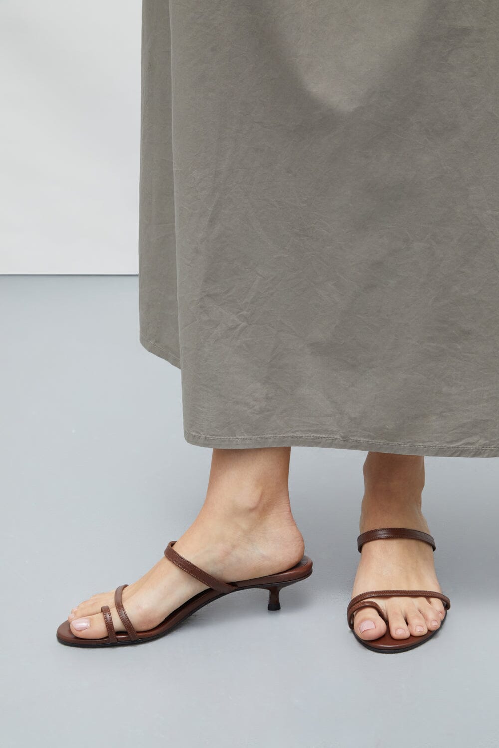 Daisy Sandals in Chocolate Leather Heels AUGUSTA 