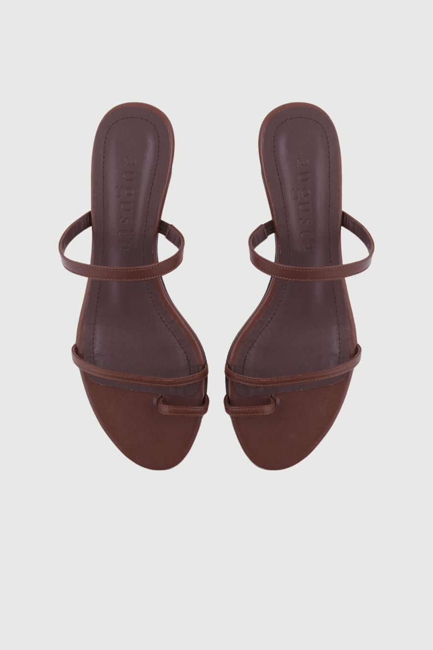 Daisy Sandals in Chocolate Leather Heels AUGUSTA 