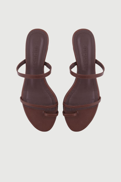 Daisy Sandals in Chocolate Leather Heels AUGUSTA 