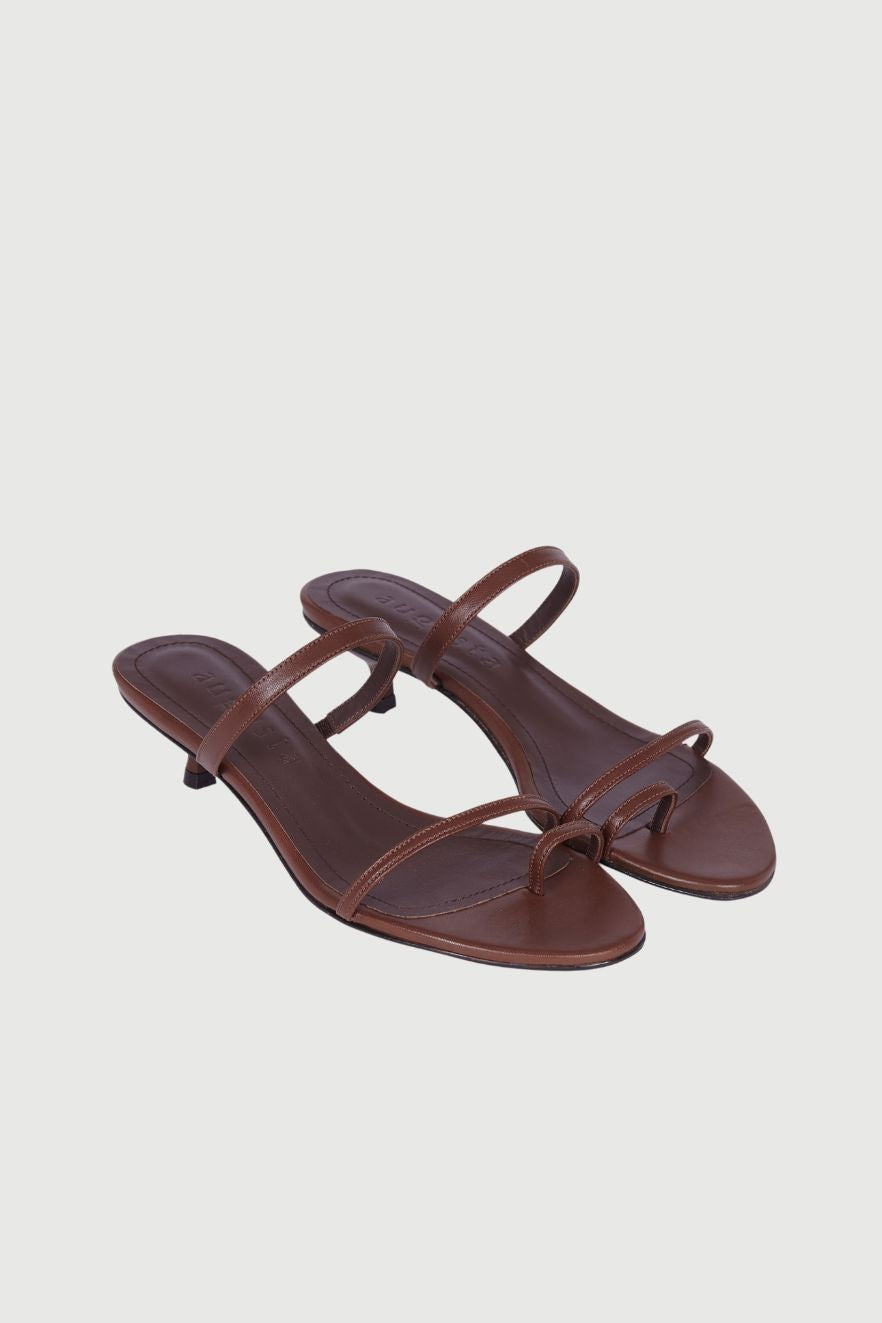 Daisy Sandals in Chocolate Leather Heels AUGUSTA 