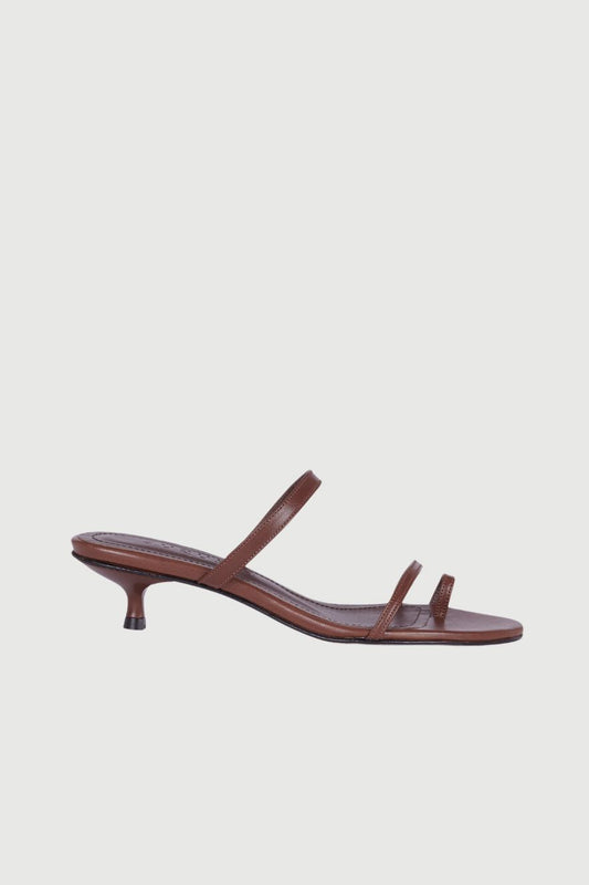 Daisy Sandals in Chocolate Leather Heels AUGUSTA 