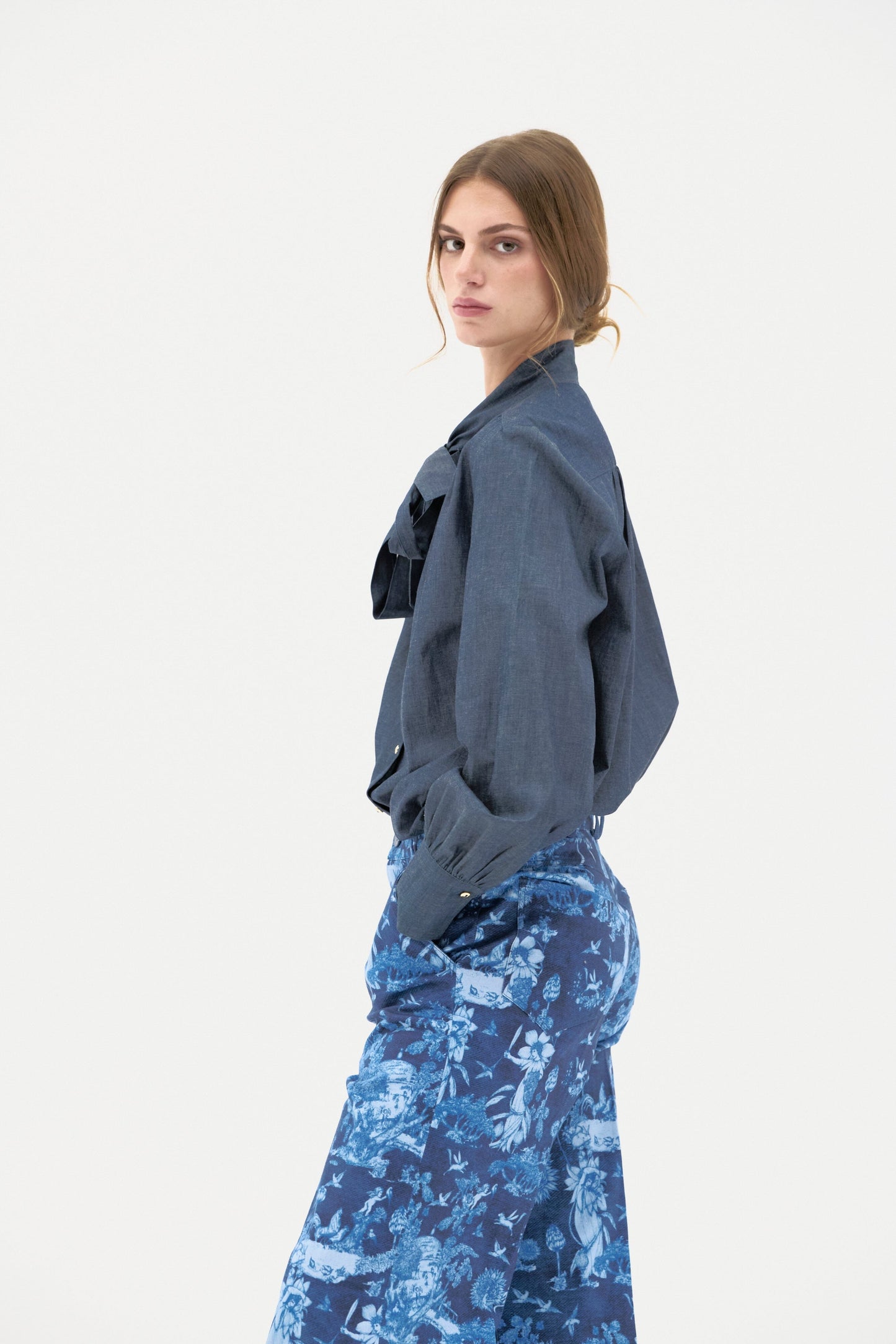 Denim shirt with tie Shirts & Blouses Mirto 