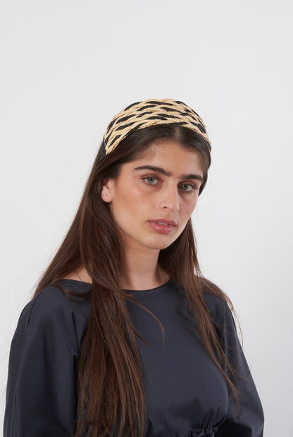 Diadema trenzada paja natural bicolor Headband Coterelle 