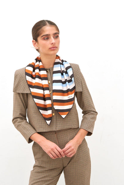 Diagonal stripe camel Foulards & Scarves Van Hise