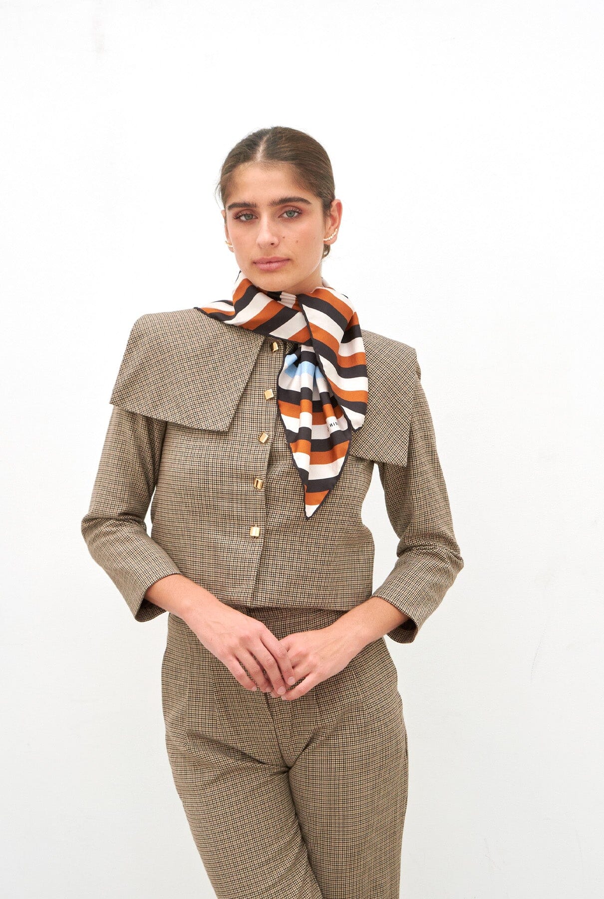 Diagonal stripe camel Foulards & Scarves Van Hise