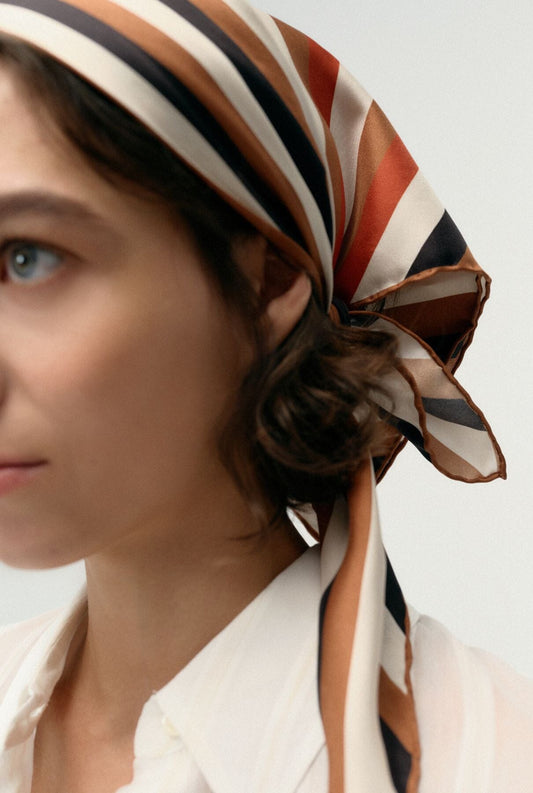 Diagonal Stripe orange Foulards & Scarves Van Hise