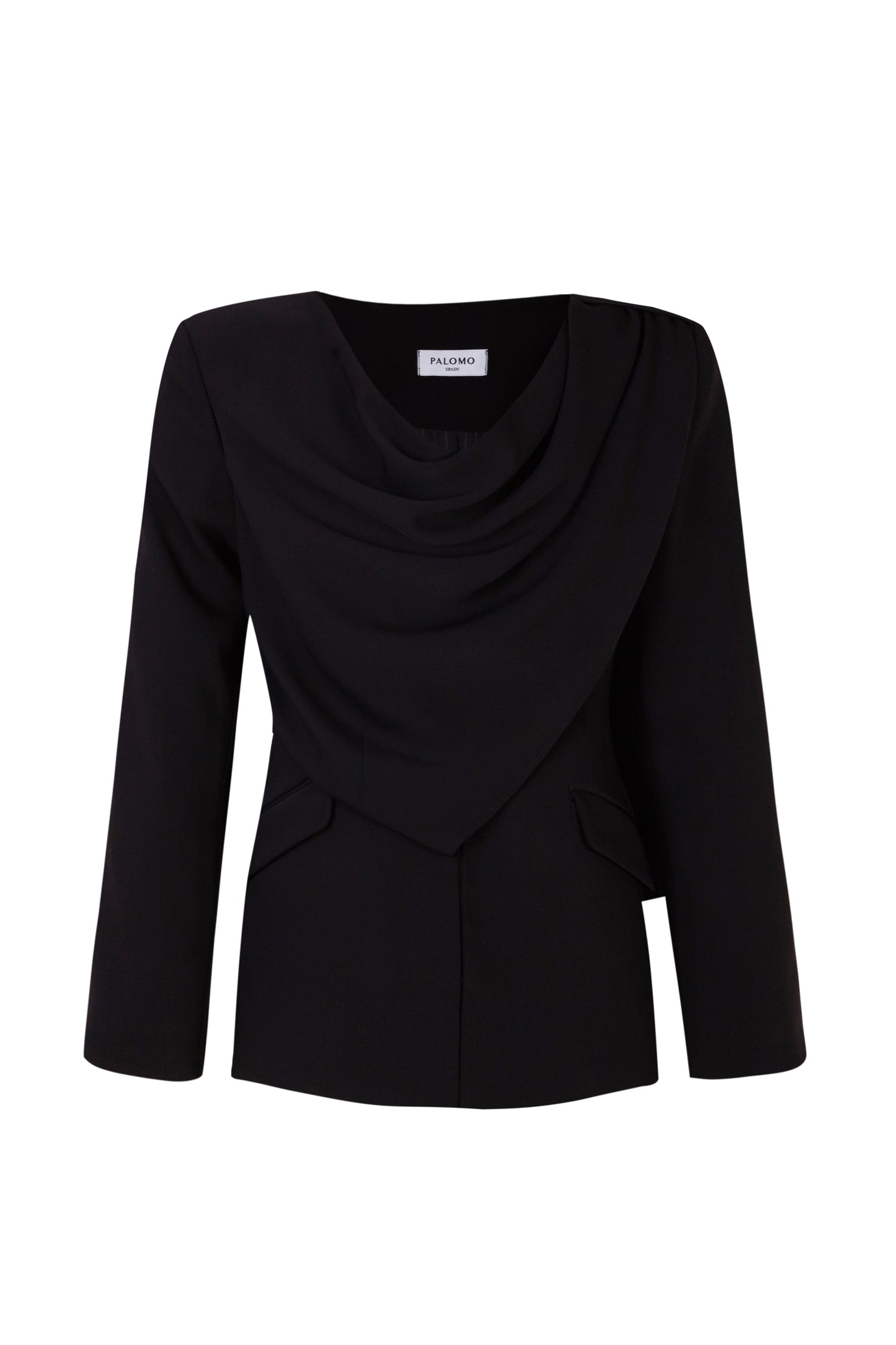 Draped Black Tailored Jacket Jackets PALOMO SPAIN 