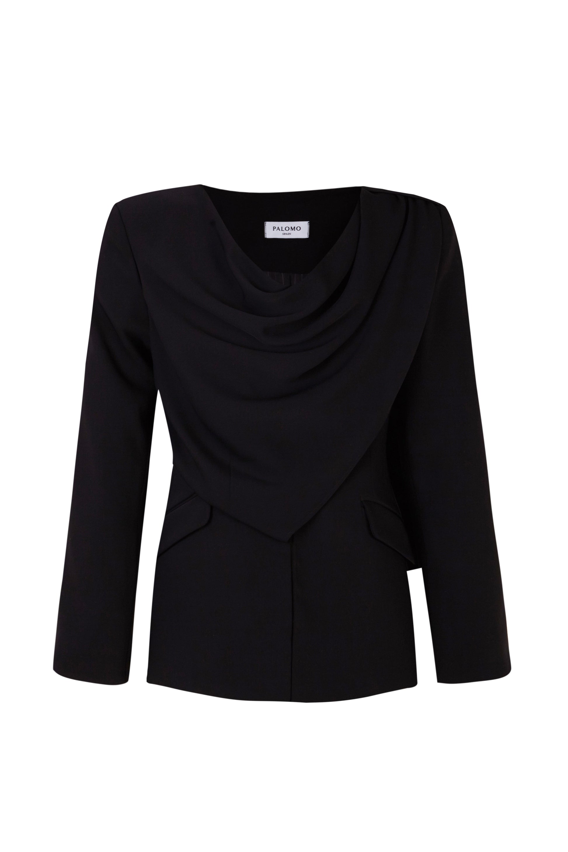 Draped Black Tailored Jacket Jackets PALOMO SPAIN 