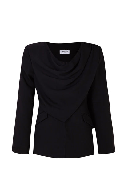 Draped Black Tailored Jacket Jackets PALOMO SPAIN 