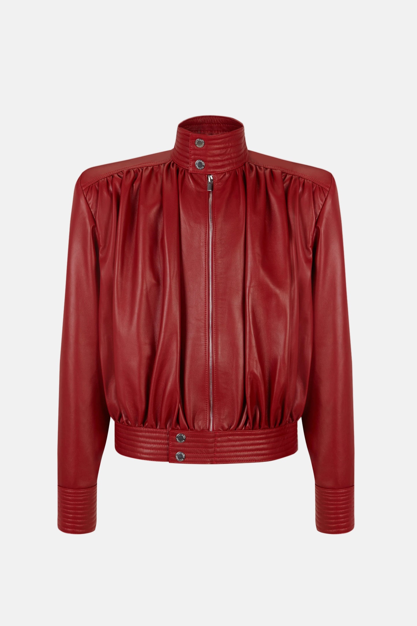 Draped Cherry Leather Jacket Jackets PALOMO SPAIN 