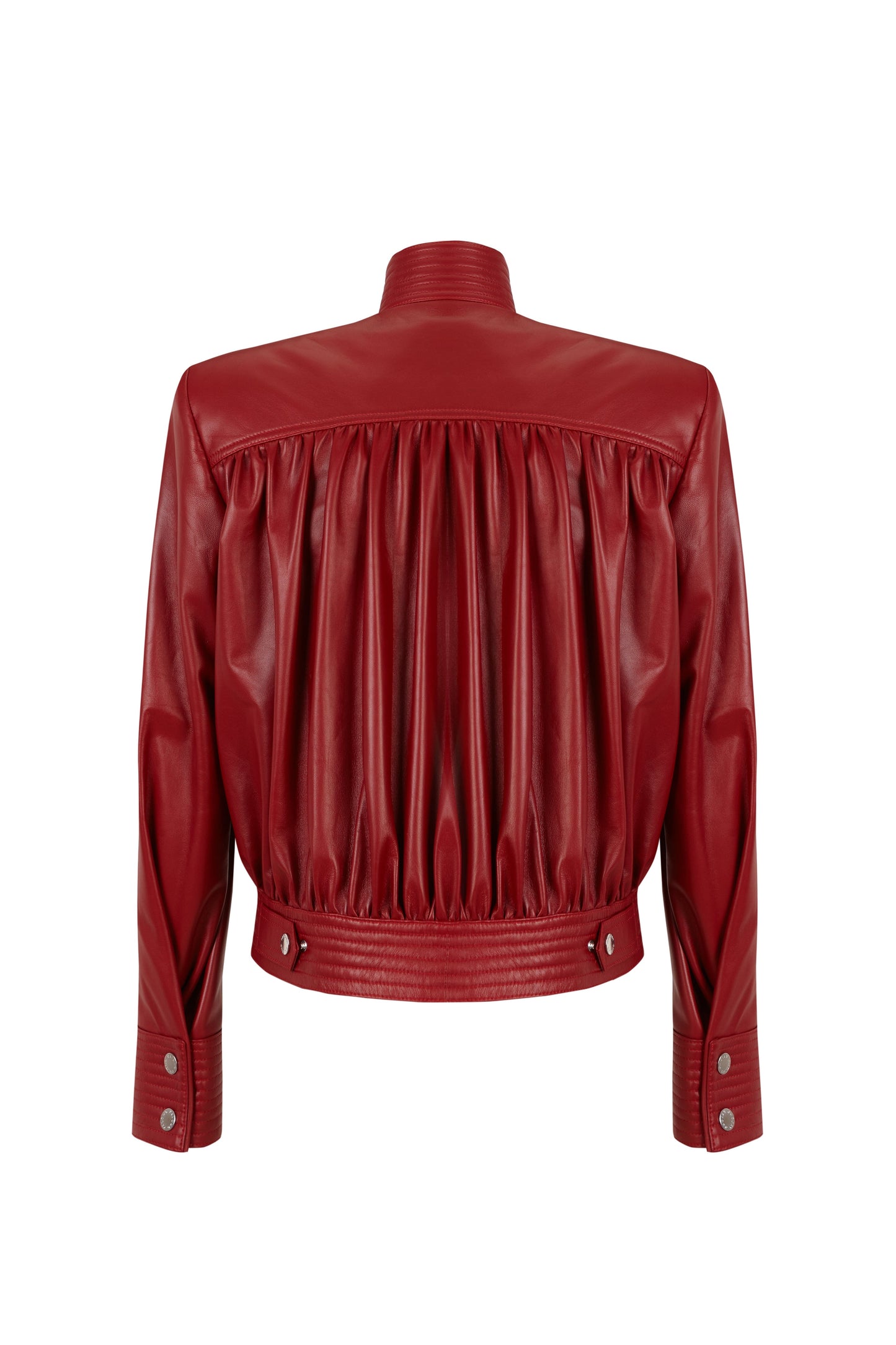 Draped Cherry Leather Jacket Jackets PALOMO SPAIN 