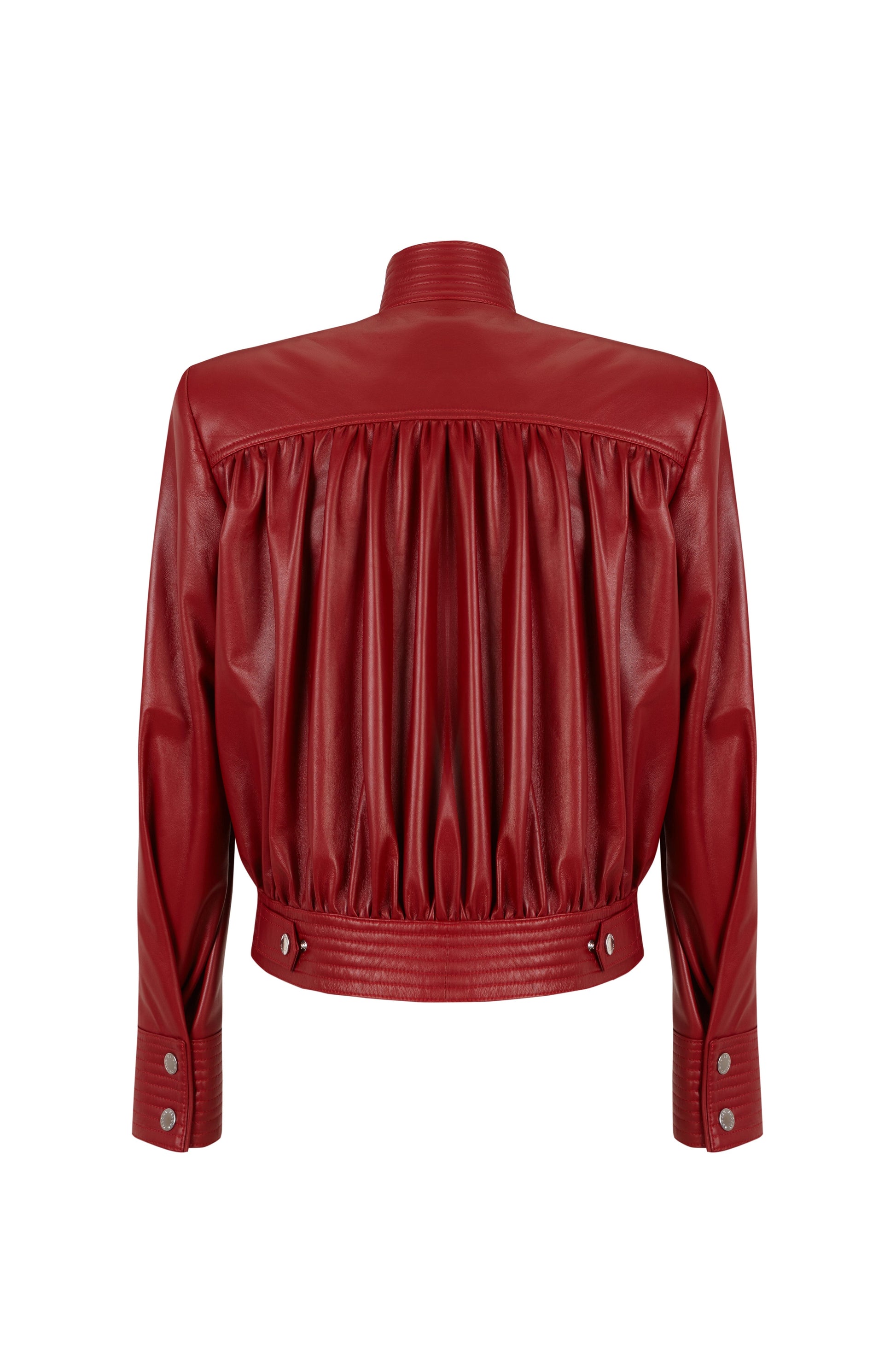 Draped Cherry Leather Jacket Jackets PALOMO SPAIN 