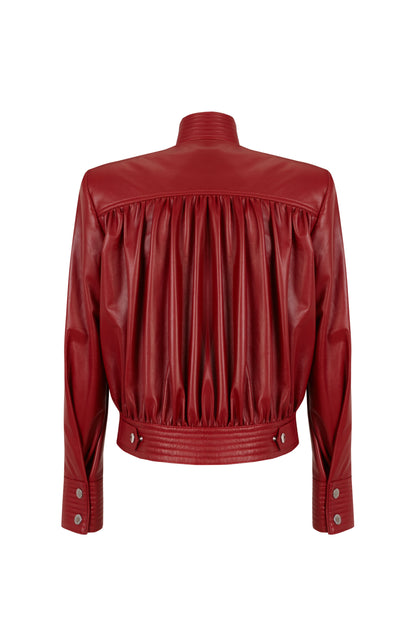 Draped Cherry Leather Jacket Jackets PALOMO SPAIN 