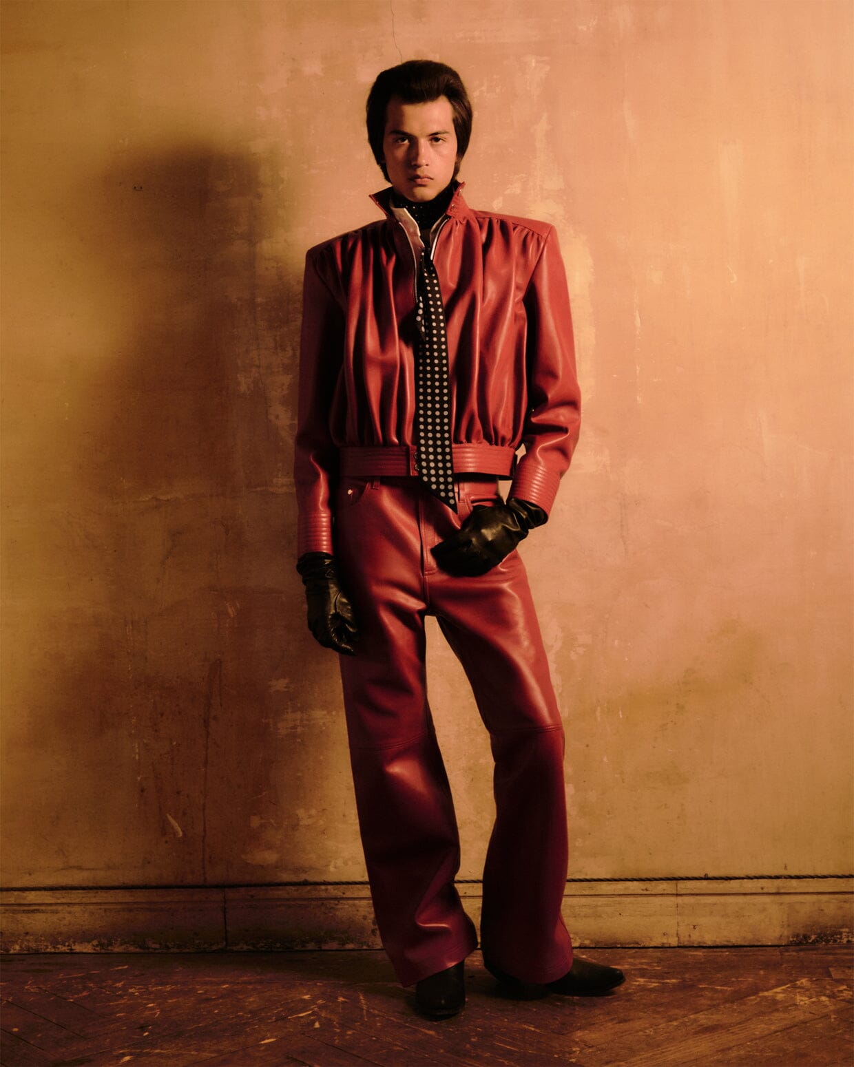 Draped Cherry Leather Jacket Jackets PALOMO SPAIN 