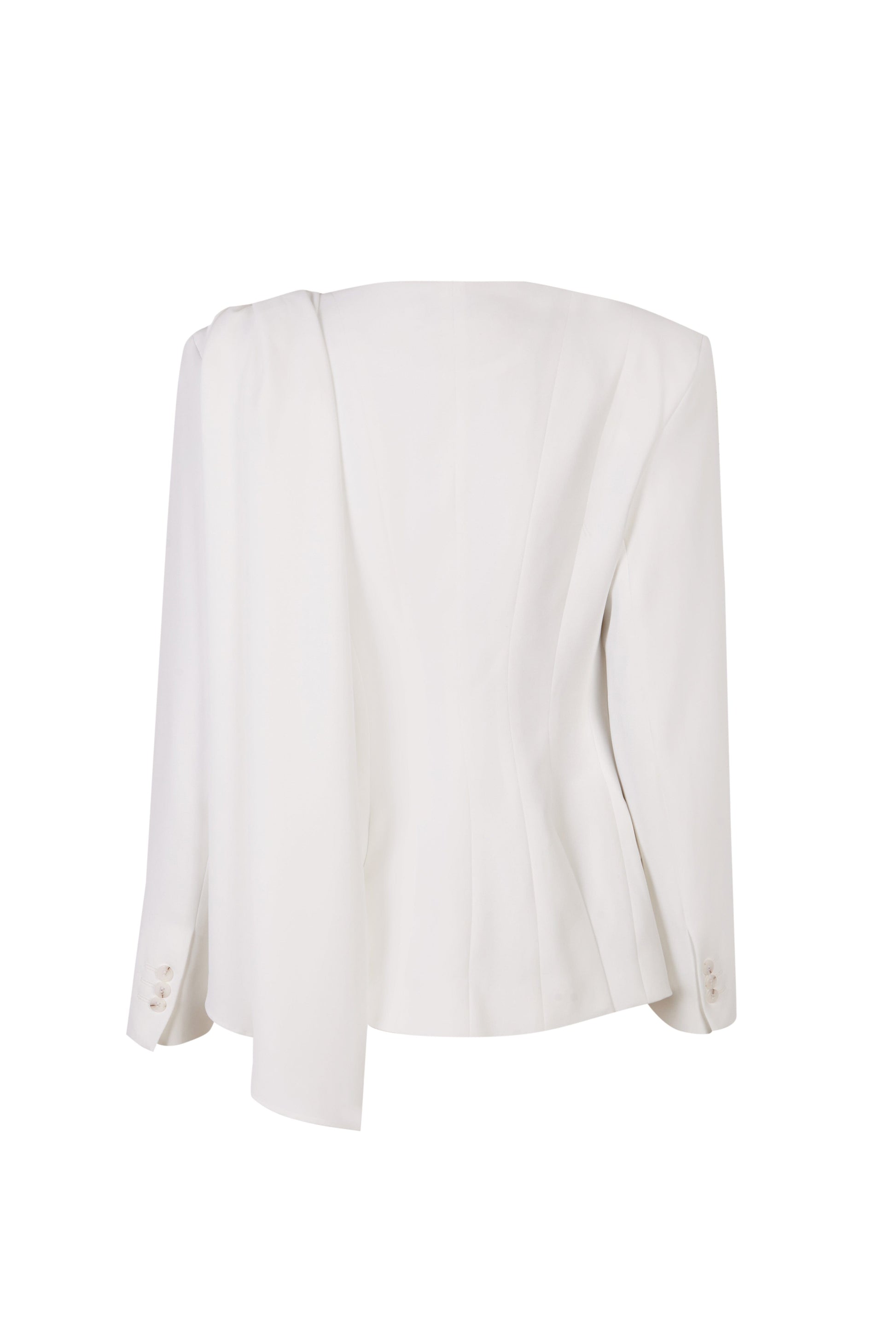 Draped White Tailored Jacket Jackets PALOMO SPAIN 