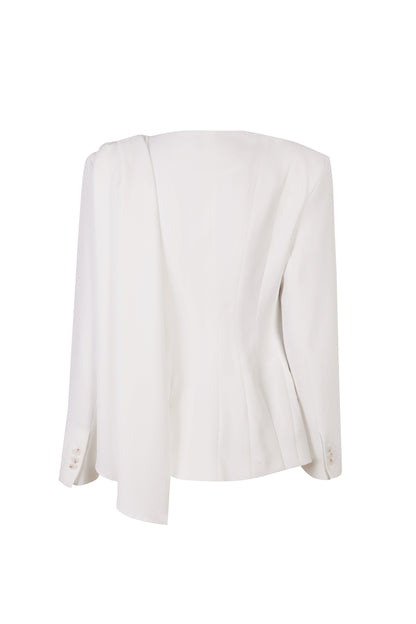 Draped White Tailored Jacket Jackets PALOMO SPAIN 