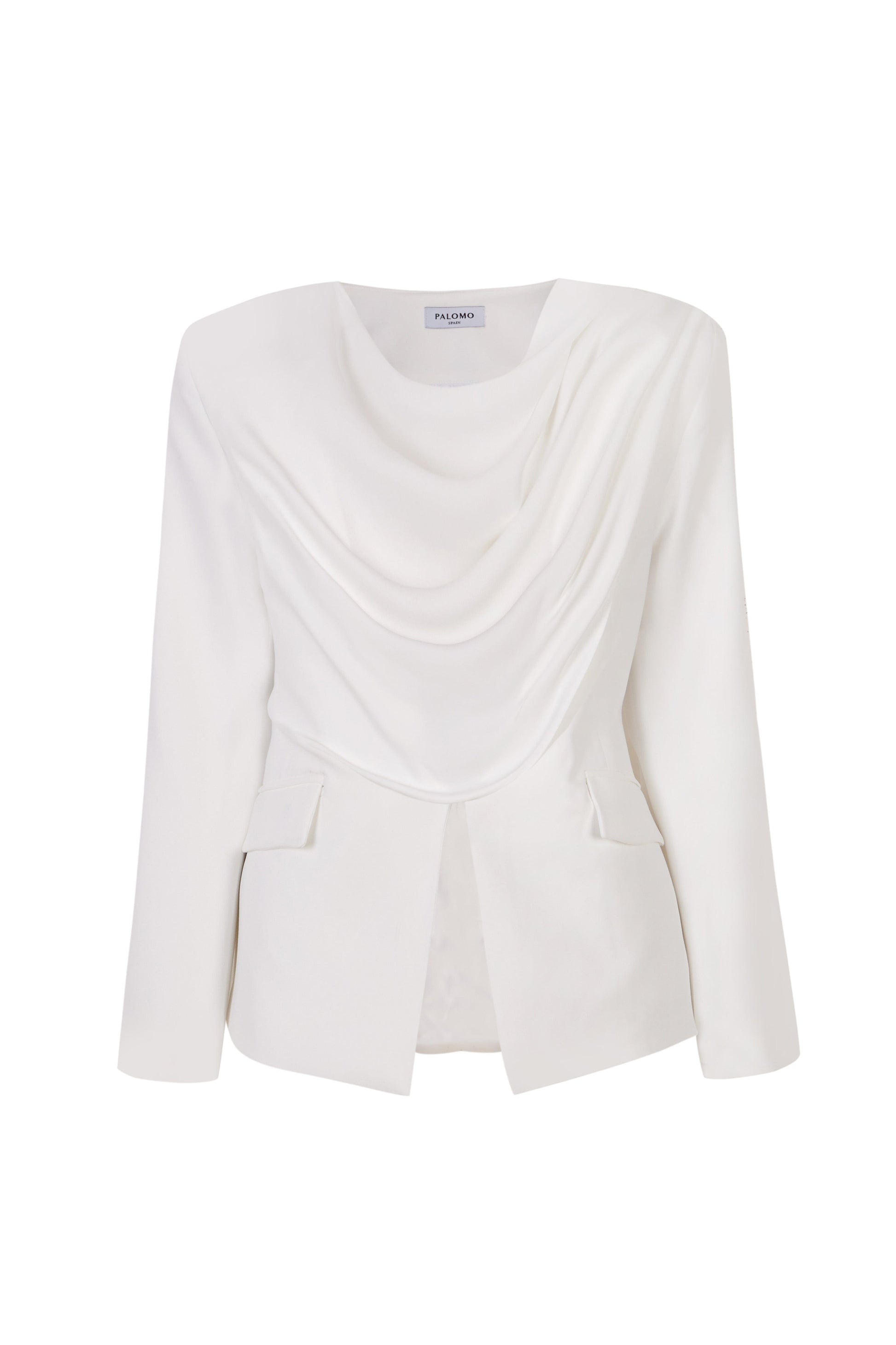 Draped White Tailored Jacket Jackets PALOMO SPAIN 
