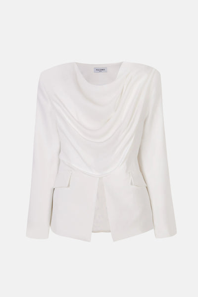 Draped White Tailored Jacket Jackets PALOMO SPAIN 