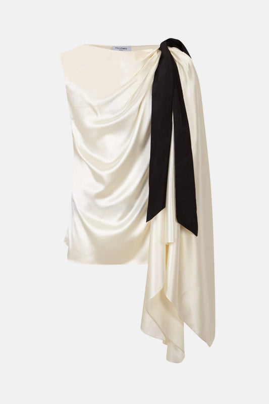 Draped White Top Shirts & Tops PALOMO SPAIN 