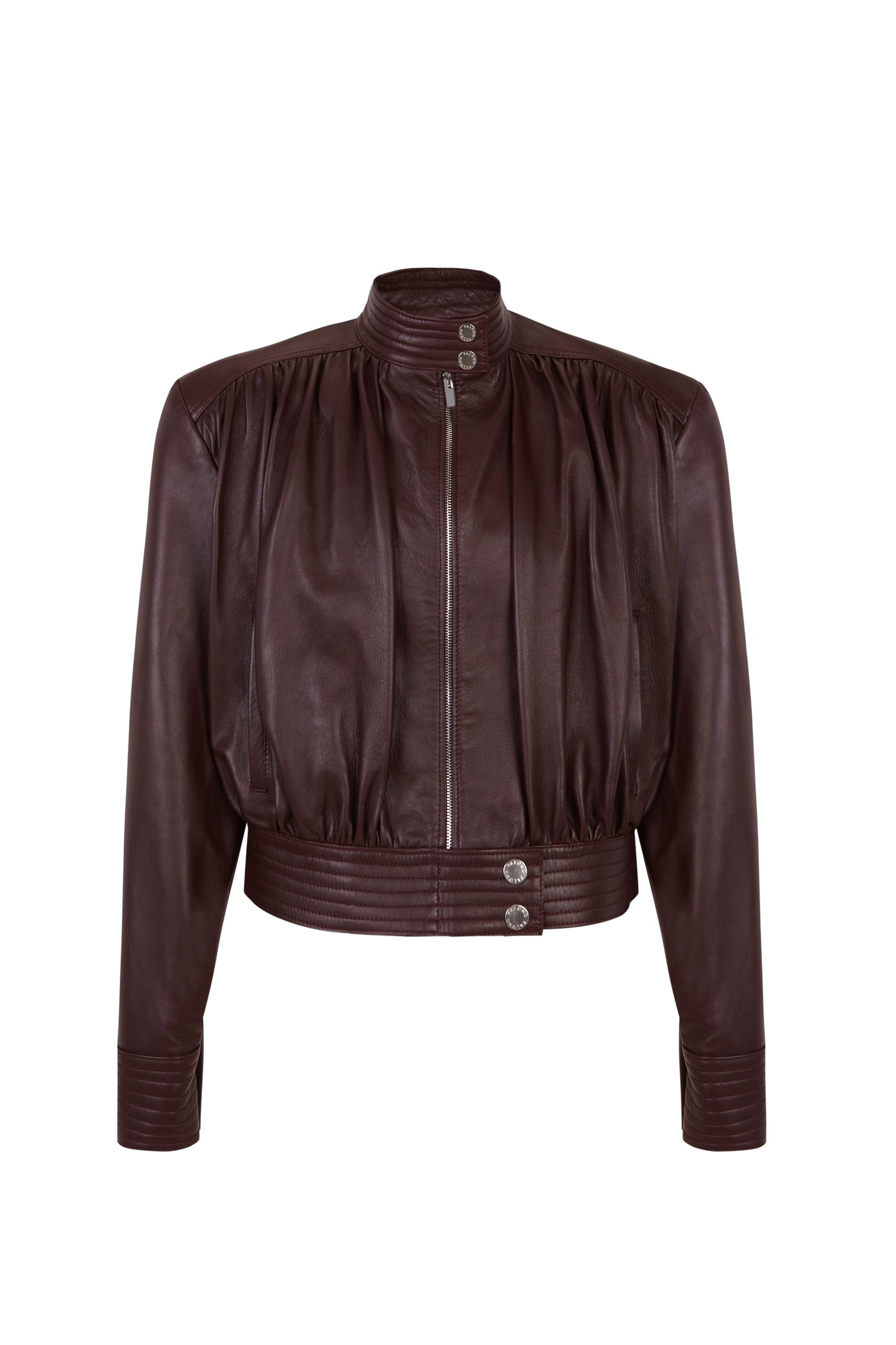 Draped Wine Leather Jacket Jackets PALOMO SPAIN 
