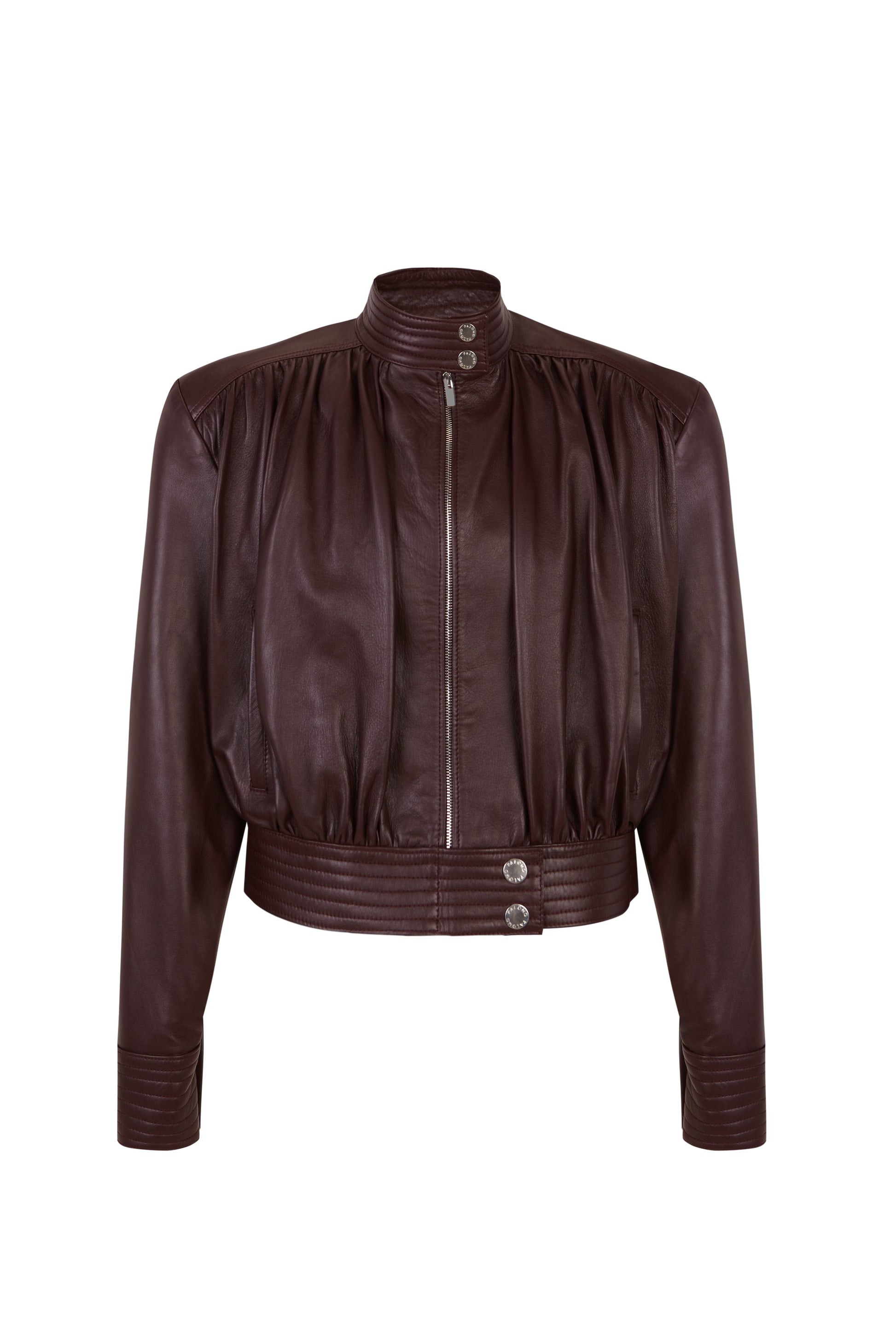 Draped Wine Leather Jacket Jackets PALOMO SPAIN 