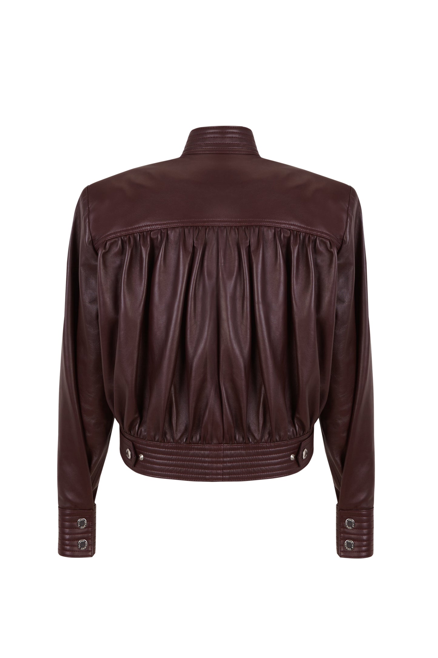 Draped Wine Leather Jacket Jackets PALOMO SPAIN 
