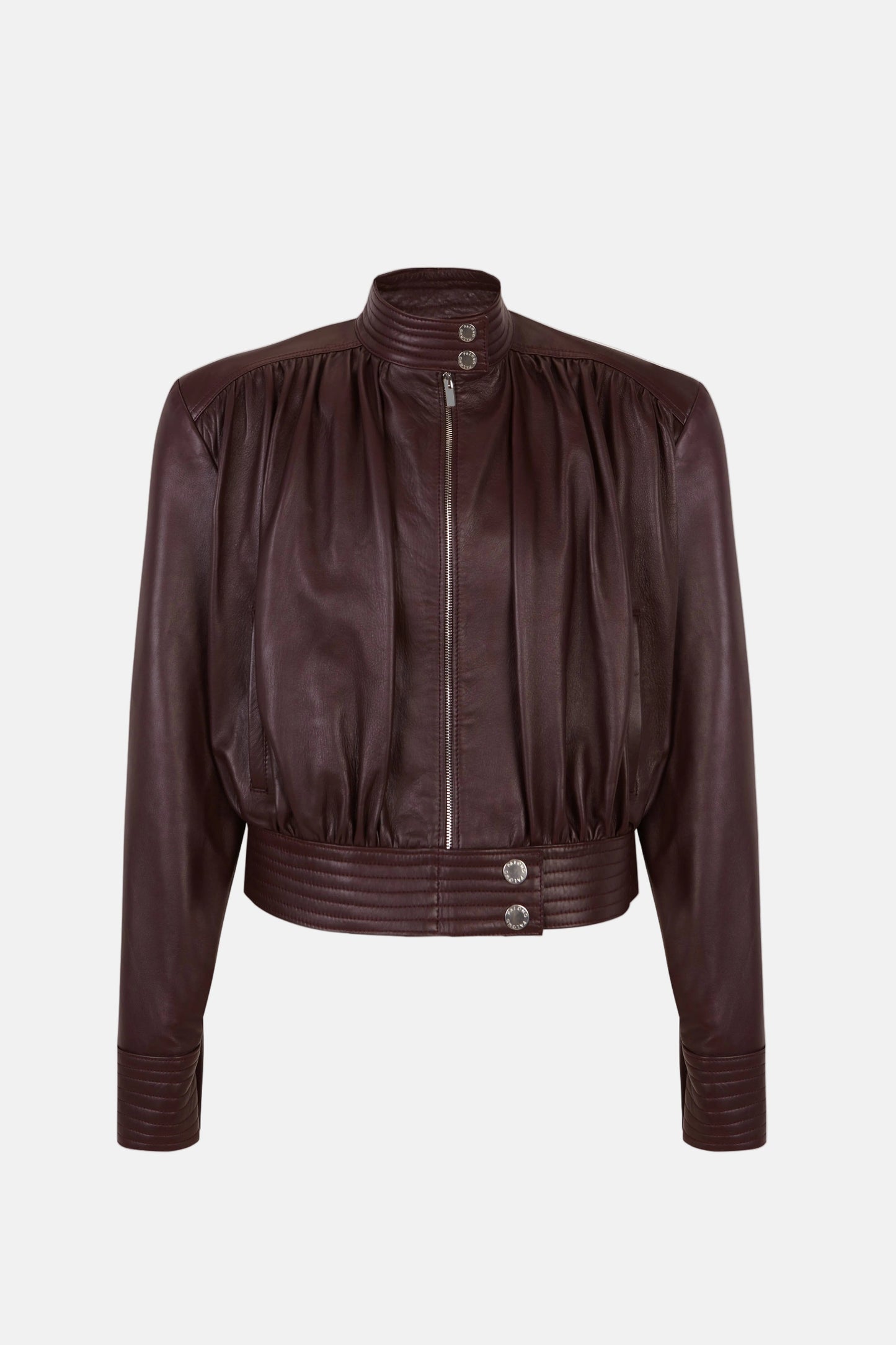 Draped Wine Leather Jacket Jackets PALOMO SPAIN 