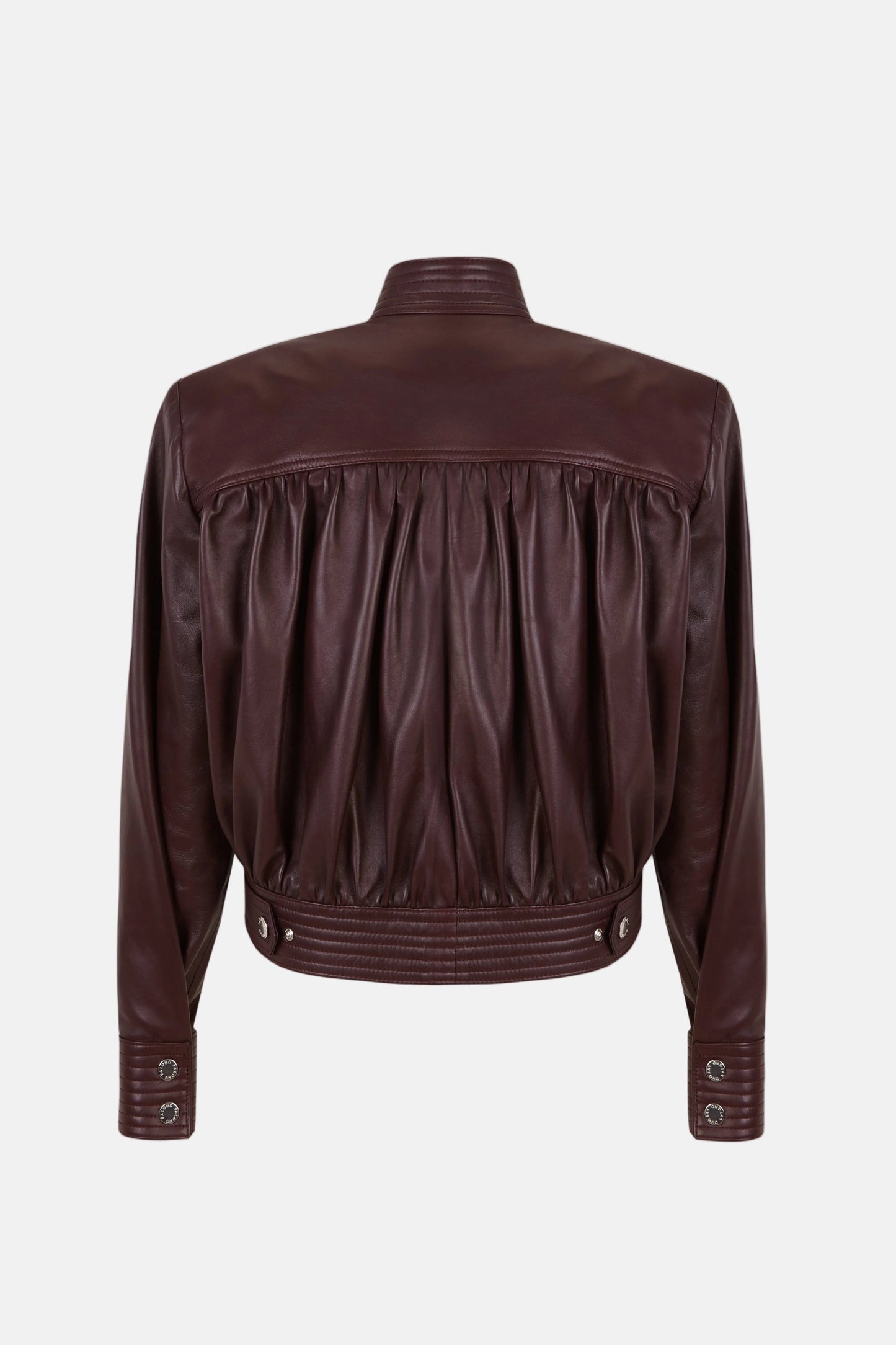 Draped Wine Leather Jacket Jackets PALOMO SPAIN 