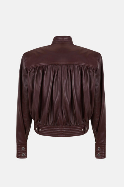 Draped Wine Leather Jacket Jackets PALOMO SPAIN 