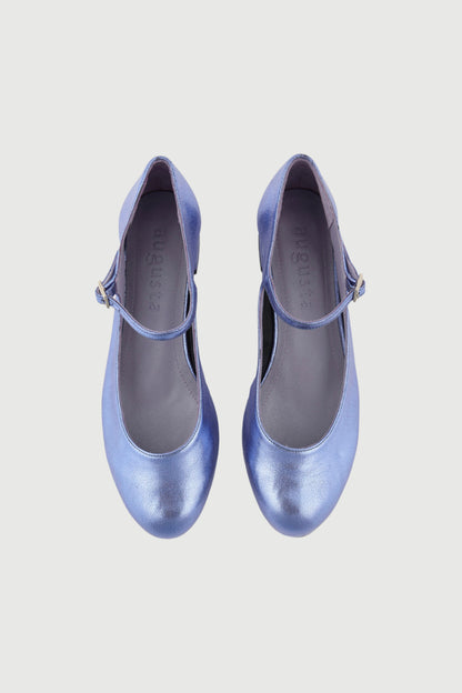 Emilia Mary Janes in Blue Metallic Leather Emilia AUGUSTA 