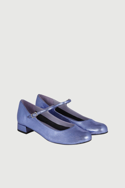 Emilia Mary Janes in Blue Metallic Leather Emilia AUGUSTA 