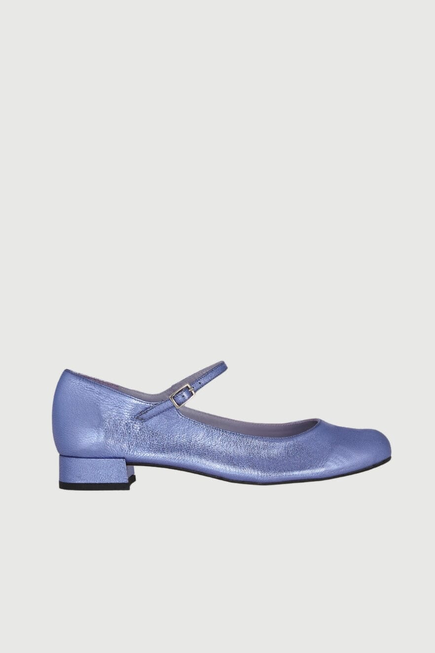 Emilia Mary Janes in Blue Metallic Leather Emilia AUGUSTA 