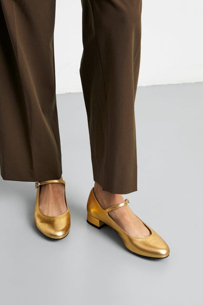 Emilia Mary Janes in Gold Leather Emilia AUGUSTA 