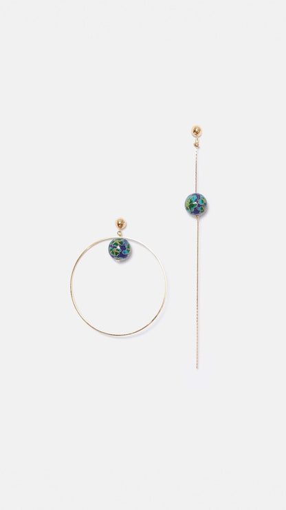 Emilia mosaico asymmetrical blue Earrings La Morenita 