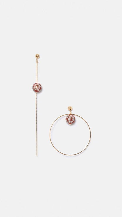 Emilia mosaico asymmetrical red Earrings La Morenita 