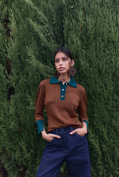Emily Cashmere blend Polo Brown Sweaters Laia Alen 