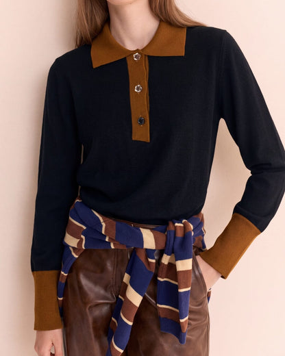 Emily Cashmere Polo Black Shirts & blouses Laia Alen 