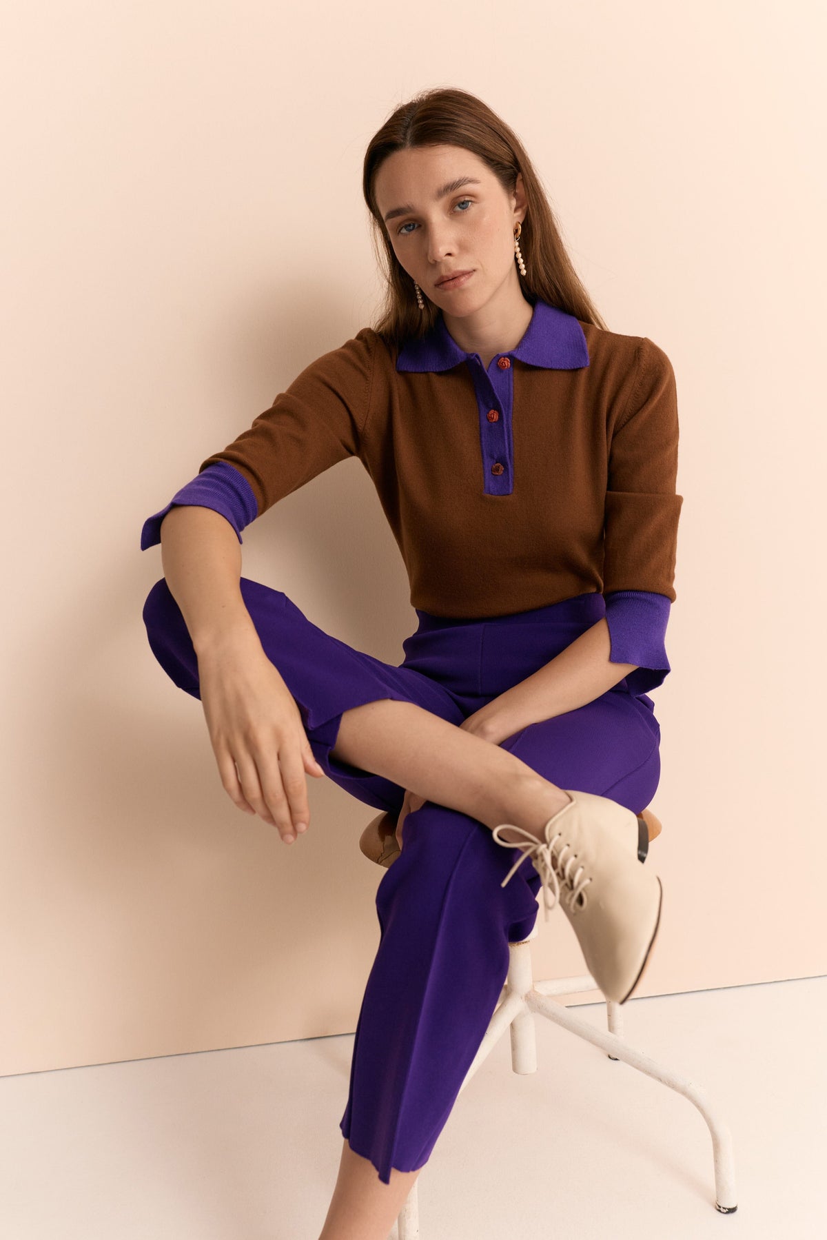 Emily Cashmere Polo Brown Shirts & blouses Laia Alen 