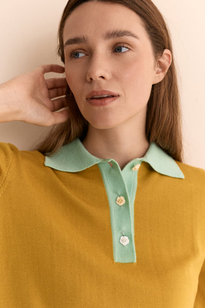 Emily Cashmere Polo Mustard Sweaters Laia Alen 