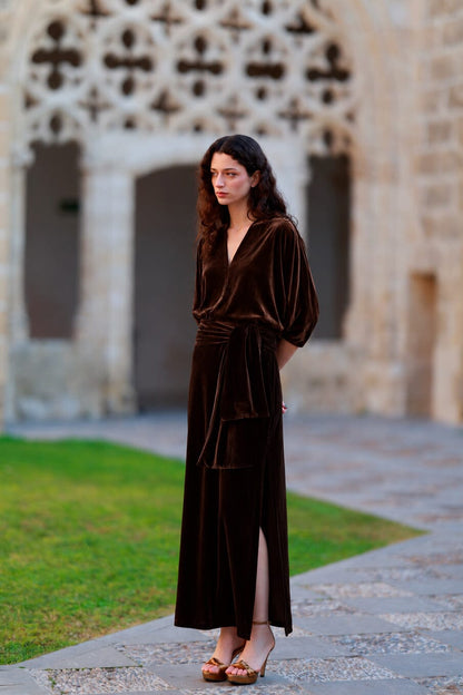 Fajín Brown Velvet Skirt Skirts Elisa Cortés 
