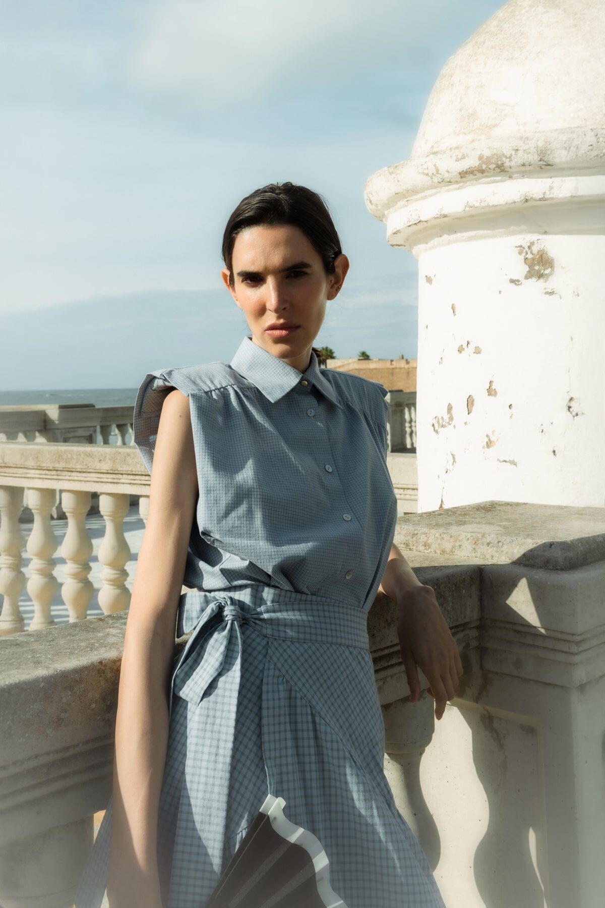Falda Carlota Cuadros Azul Tiza Skirts Julise Magon 